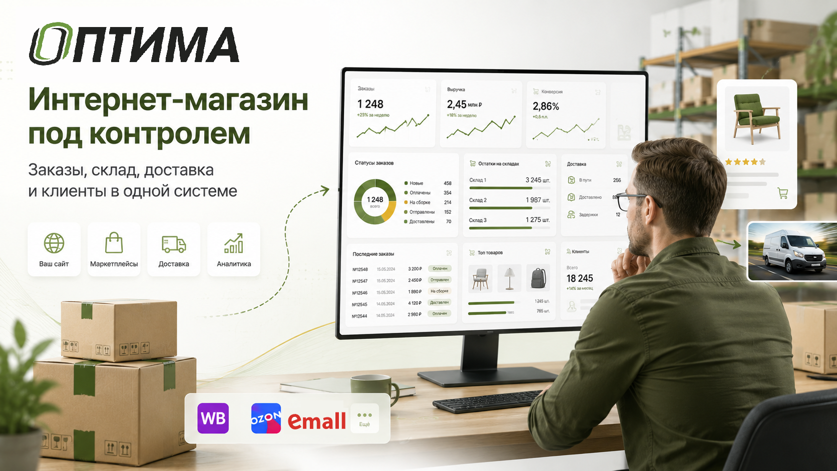 ERP ОПТИМА для интернет-магазина - заказы, остатки, цены и доставка в Беларуси