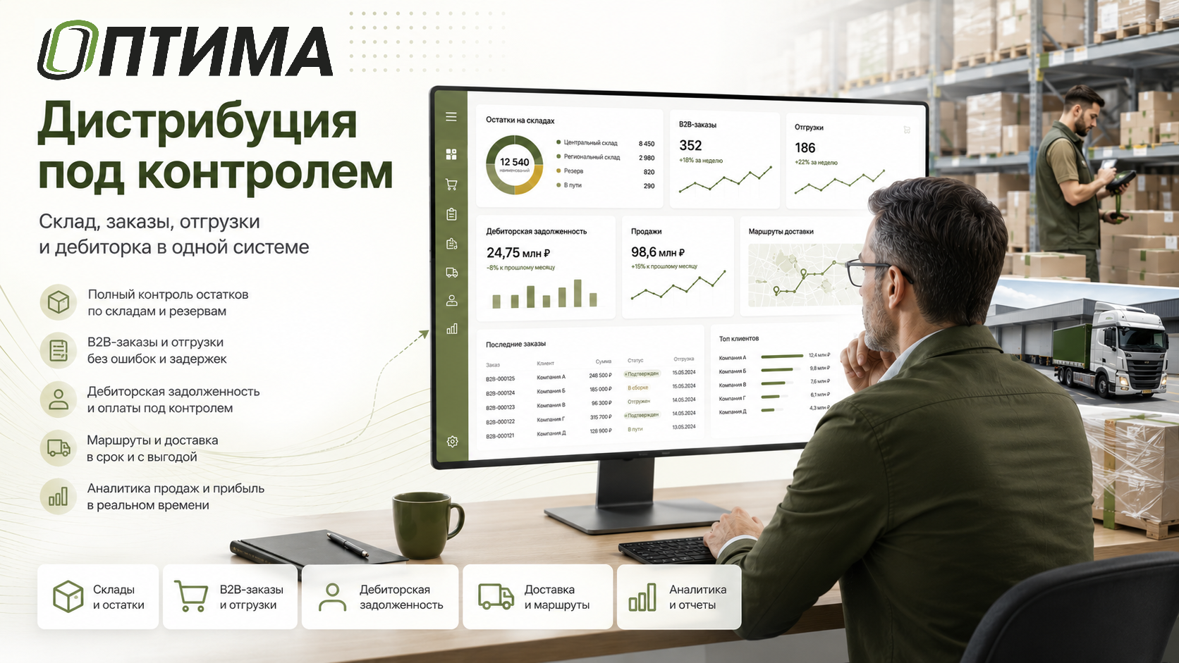 ОПТИМА для дистрибьюторов - склад, отгрузки, поставщики и документооборот в Беларуси